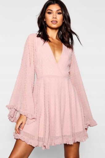BOOHOO SUKIENKA RÓŻOWA ROZKLOSZOWANA 44 XXL AAA
