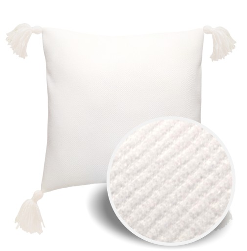 POSZEWKA dekoracyjna Boho prążki śmietanka/ecru chwost 45x45 ASTO deco