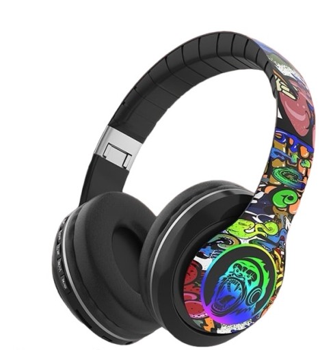 Świecące słuchawki Bluetooth Graffiti bezprzewodowe słuchawki douszne