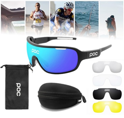 POC OKULARY Sportowe PRZECIWSŁONECZNE Elastyczne Filtr BLACK/BLUE +5 szkieł
