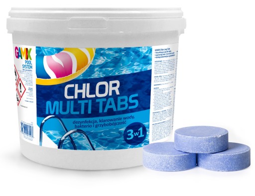 Chlor Tabletki Chlorowe Multifunkcyjne Basen Niebieska Woda GAMIX 200g 5kg