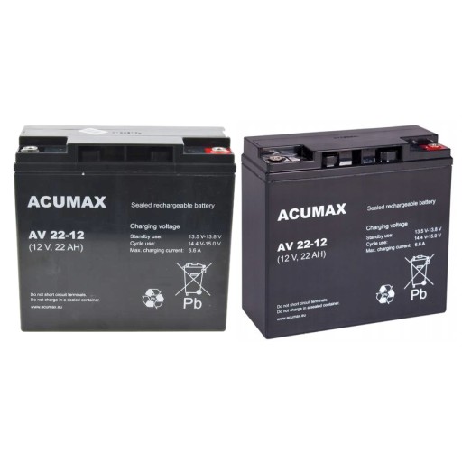 AKUMULATOR BATERIA AGM VRLA ACUMAX BEZOBSŁUGOWY AV 22Ah 12 V AV22-12 AV22