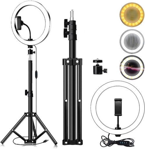 LAMPA PIERŚCIENIOWA LED 26cm SELFIE MAKIJAŻ STATYW