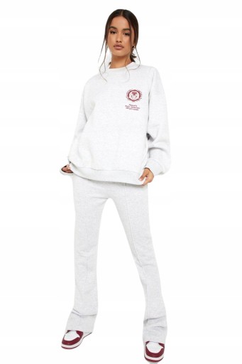 BOOHOO SPODNIE DRESOWE ROZSZERZANA NOGAWKA GREY XS