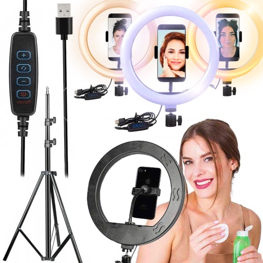 LAMPA PIERŚCIENIOWA LED RING SELFIE TikTok +PILOT STATYW Makijaż TikTok