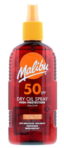 Malibu Dry Oil Spray SPF50 Olejek Brązujący Do Opalania 200ml