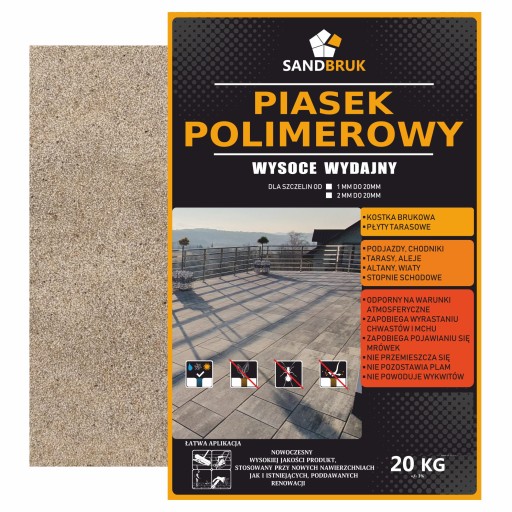 SandBruk Piasek Polimerowy Fuga Do Kostki Brukowej Piaskowy 20 kg