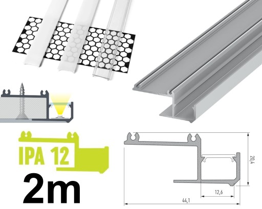 PROFIL LED DO PŁYT GK SUFITOWY 2M IPA12 SREBRNY