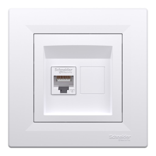 Gniazdo komputerowe RJ45 kat.6 ASFORA białe z ramką EPH4700121 SCHNEIDER