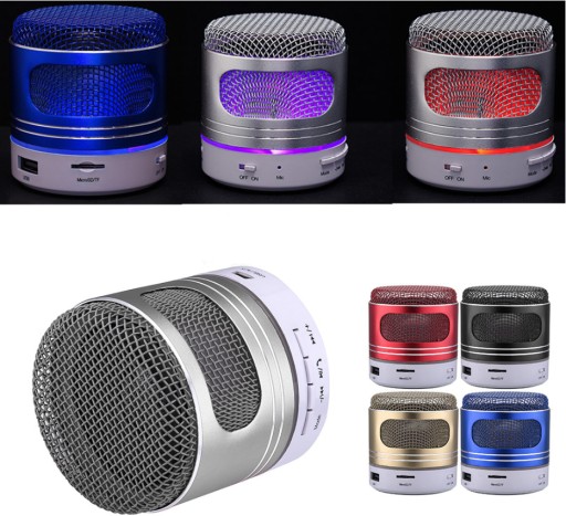 GŁOŚNIK BEZPRZEWODOWY PRZENOŚNY NA BLUETOOTH Z RADIEM FM PODŚWIETLENIE LED