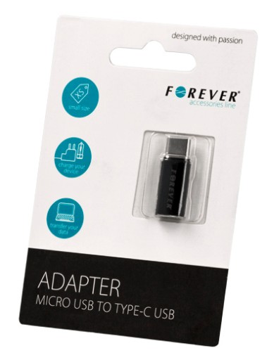 Forever adapter przejściówka microUSB do USB-C