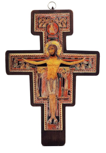 KRZYŻ FRANCISZKAŃSKI Z San Damiano - 25 cm ciemny