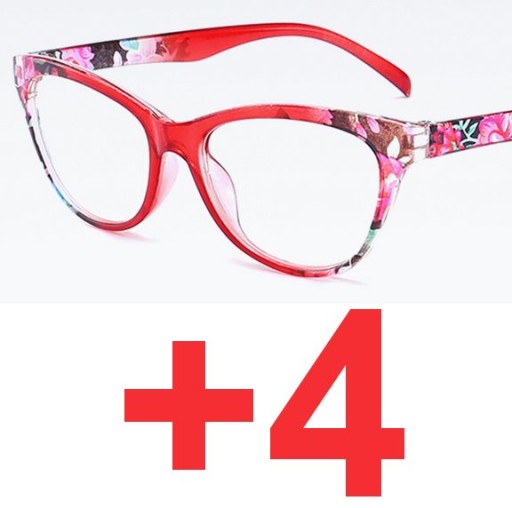 Okulary do czytania kocie damskie CZERWONE +4
