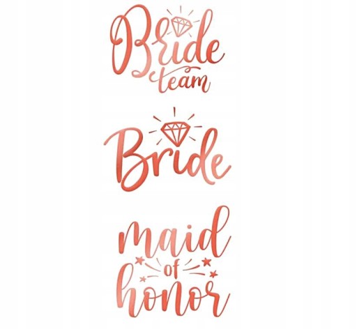 TATUAŻE ZMYWALNE BRIDE TO BE NA WIECZÓR PANIEŃSKI ROSE GOLD 13SZT.