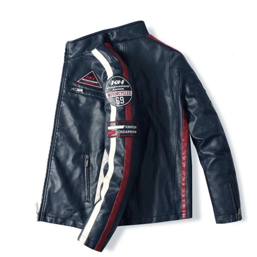 3XL SKÓRZANA KURTKA VINTAGE NASZYWKI MOTOR ROCK