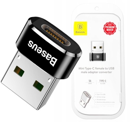 BASEUS MINI USB ADAPTER PRZEJŚCÓWKA PORT typu USB-C DO USB-A szybkie 3A