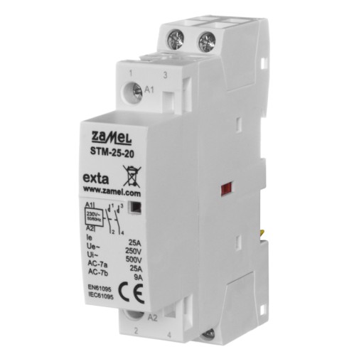 Stycznik modułowy instalacyjny 25A 2NO 230V AC ZAMEL STM-25-20