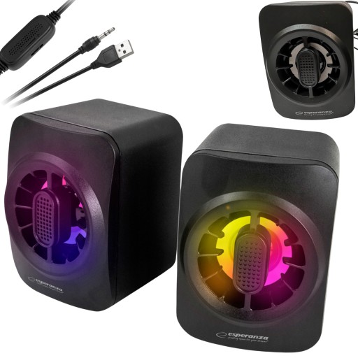 GŁOŚNIKI GAMINGOWE LED PODŚWIETLANE RGB DO KOMPUTERA KOMPUTEROWE LAPTOPA PC