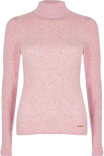 River Island Klasyczny Różowy Gładki Lekki Sweter Kobiecy Golf XXS 32