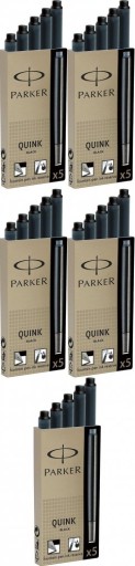 Naboje do pióra wiecznego Parker długie 5 sztuk CZARNE x 5 opak