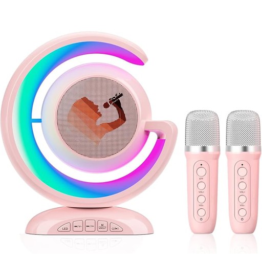 ZESTAW KARAOKE LED BLUETOOTH BEZPRZEWODOWY 2 MIKROFONY + GŁOŚNIK DLA DZIECI