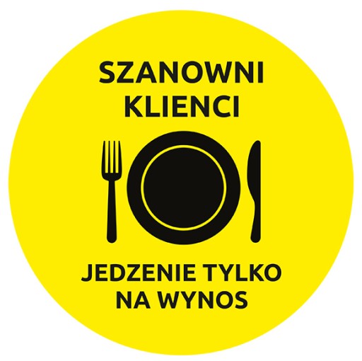 NAKLEJKA NA SZYBĘ 20cm JEDZENIE NA WYNOS lokal