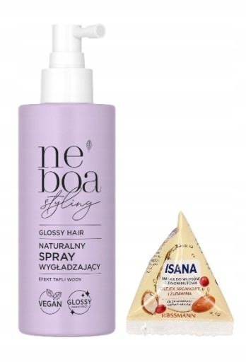 NEBOA STYLING FIOLETOWY WYGŁADZAJĄCY SPRAY GLOSSY HAIR +MASKA ISANA TIK TOK