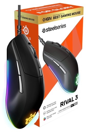 MYSZ MYSZKA PRZEWODOWA STEELSERIES RIVAL 3 GAMING USB Z PODŚWIETLENIEM RGB