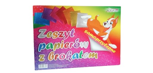ZESZYT PAPIERÓW KOLOROWYCH Z BROKATEM 8 kolorów samoprzylepnych