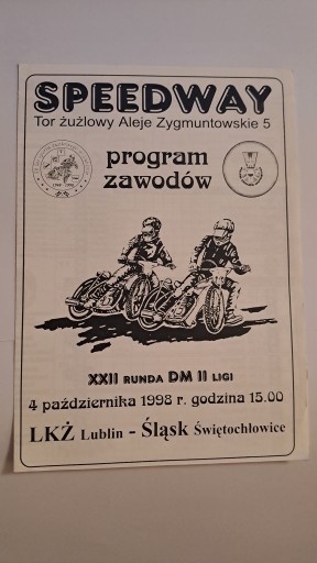 MOTOR LUBLIN - ŚLĄSK ŚWIĘTOCHŁOWICE 04-10-1998 - PROGRAM ŻUŻLOWY CZYSTY