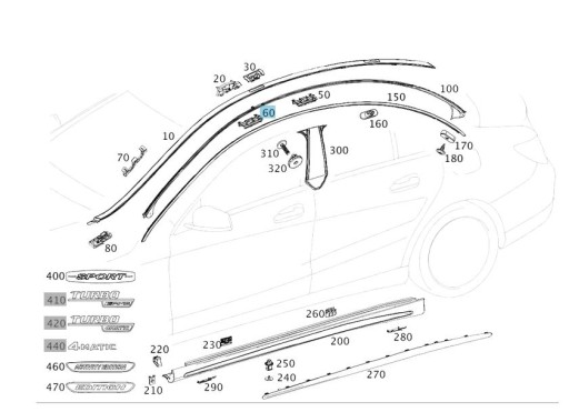 KLAMRA LISTWY DACHOWEJ MERCEDES CLA 117