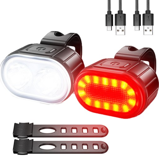 ŚWIATŁO ROWEROWE PRZEDNIE TYLNE LED ŚWIATŁO MOCNE USB JASNE
