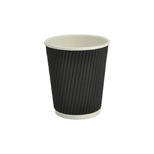 Kubek papierowy karbowany czarny 200ml/8oz | ø80mm, 25szt