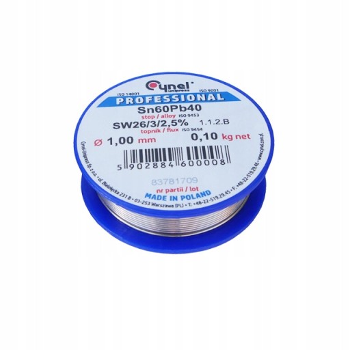 Cyna 1,0mm 100g CYNEL spoiwo Sn60Pb40 PROFESSIONAL