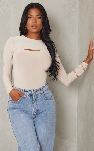 PRETTYLITTLETHING ELEGANCKIE BODY DŁUGI RĘKAW RXL D262103