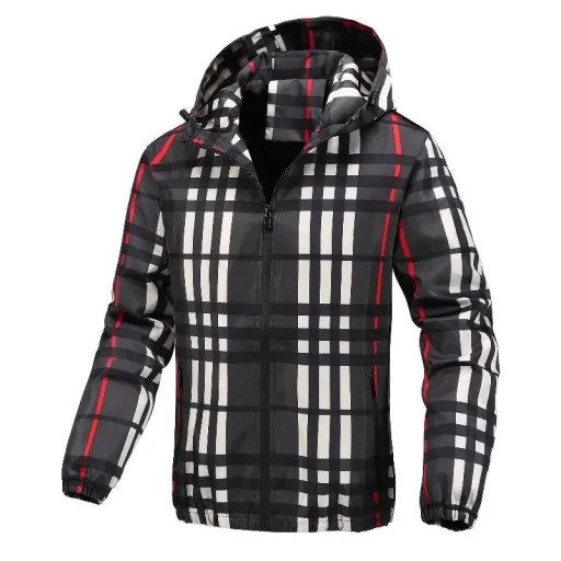 UETEEY Spring Autumn Jackets Men Windproof Plaid V