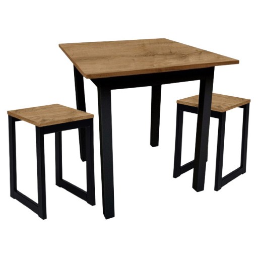 Komplet Stół 80x60 + 2x Taboret Loft DĄB ODWIECZNY