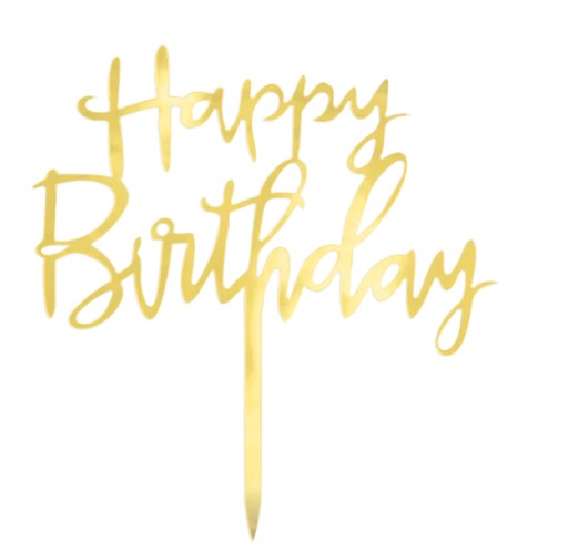 Topper Lustrzany Złoty Happy Birthday