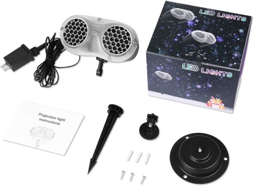 PROJEKTOR LED Z MOTYWEM PŁATKA ŚNIEGU OŚWIETLENIE