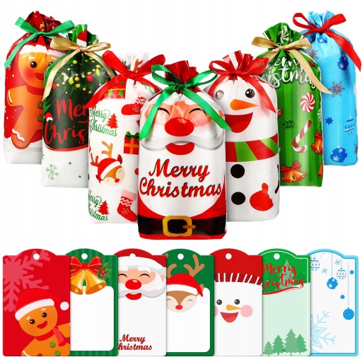 Cabilock 56pcs Christmas Drawstring Bags Candy