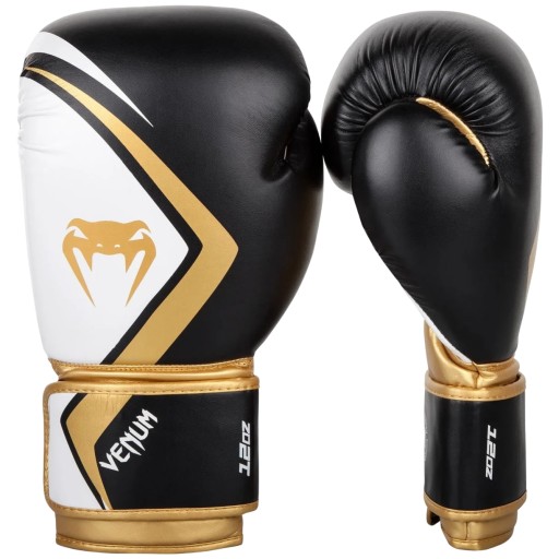 RĘKAWICE BOKSERSKIE CONTENDER 2.0 CZARNO-BIAŁO-ZŁOTE VENUM 16OZ CZARNY/BIAŁ