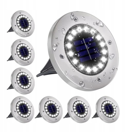 Lampa solarna wbijana Nic srebrny 14 cm 8 szt.