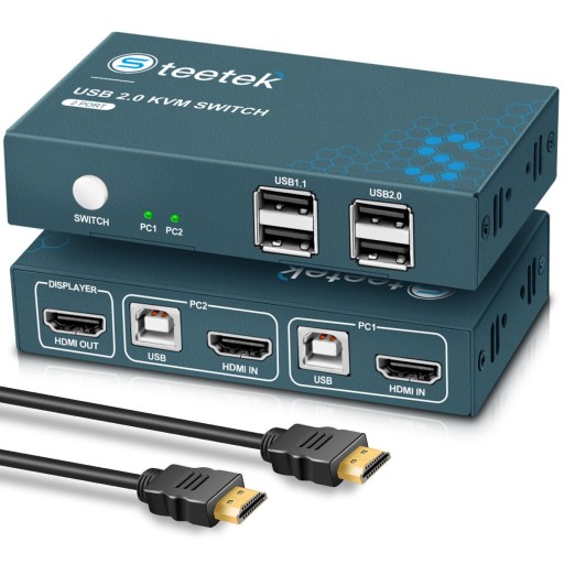 KVM Switch HDMI 2 Port, 4K@30Hz