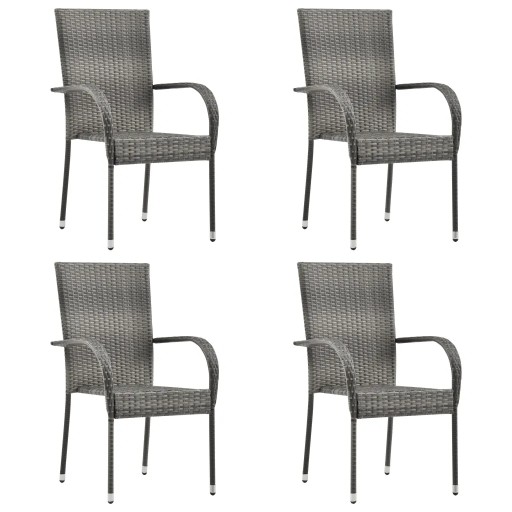 Krzesełka ogrodowe polirattanowe, szare, 4 szt. - 55,5x53,5x95 cm