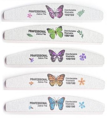 PILNIK dwustronny ŁÓDKA zebra 100/180 polerka dwustronna rąk paznokci MOTYL