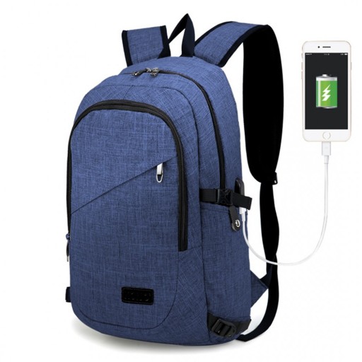 Granatowy Plecak dla Informatyka na Laptopa 15,6 Męski z USB Compact