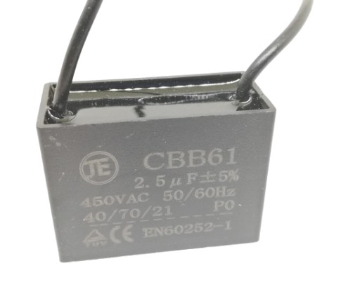 Kondensator silnikowy rozruchow 2,5uF/450VAC CBB61