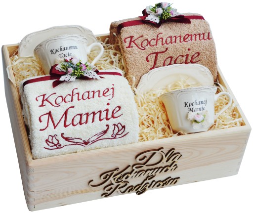PIĘKNE Podziękowanie Ślubne Filiżanki Ręczniki