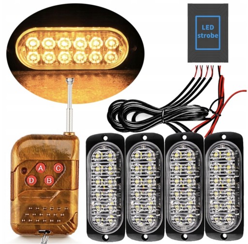 STROBOSKOP LED POMARAŃCZOWE ŚWIATŁA AWARYJNE 12V