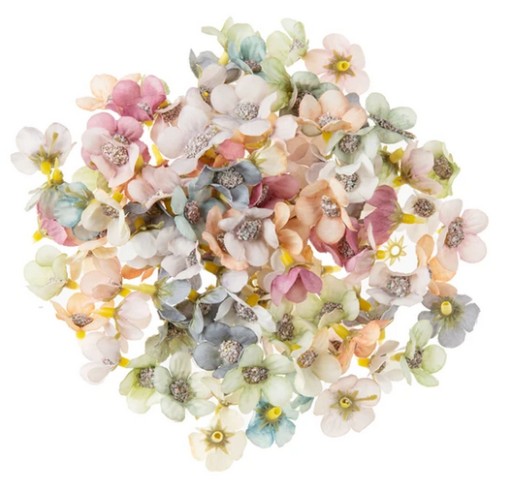 Kwiaty materiałowe 50 sztuk Scrapbooking